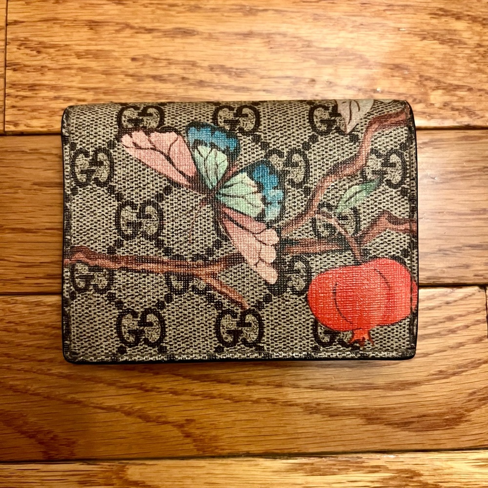 Gucci Card Case Wallet Monogram GG Supreme Tian Print